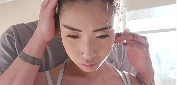 Tiny and charming Asian ballerina Eva Yi wants to fullfill her sexual desires so she let his horny trainer dick down her tight slit by a meaty cock.